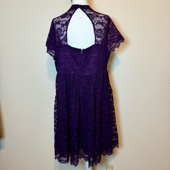 Torrid Deep Purple High Neck Lace Skater Party Dress Size 18 - Picture 8 of 16